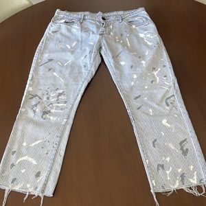 NSF distress lightweight railroad cropped jean